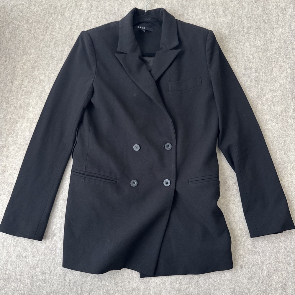 Ksubi Double Breasted Blazer Womens Small Black Satin Lined